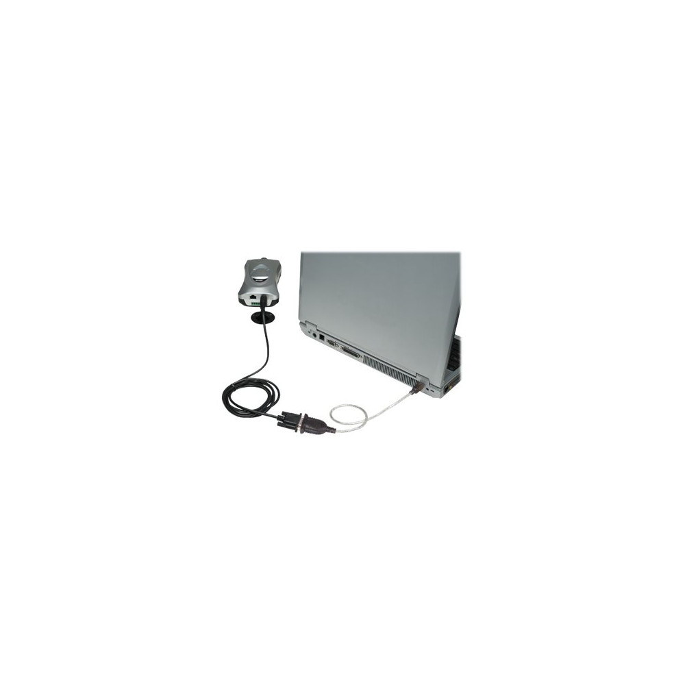 Produktbild för Manhattan USB-A to Serial Converter cable, 45cm, Male to Male, Serial/RS232/COM/DB9, Prolific PL-2303RA Chip, Black/Silver cable, Three Year Warranty, Blister - USB / seriell kabel - USB till DB-9 - 45 cm