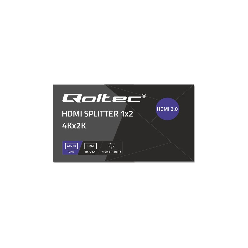 Produktbild för Qoltec - video/audiosplitter - aktiv, hög stabilitet - 2 portar