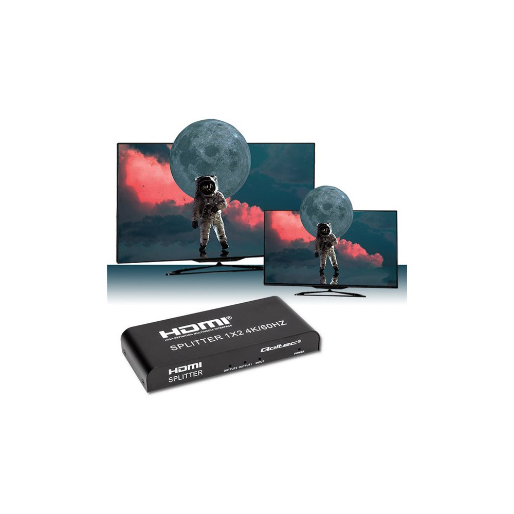 Produktbild för Qoltec - video/audiosplitter - aktiv, hög stabilitet - 2 portar