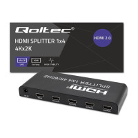 Produktbild för Qoltec - video/audiosplitter - aktiv, hög stabilitet - 4 portar