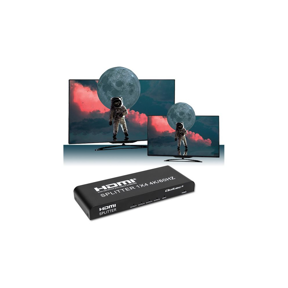 Produktbild för Qoltec - video/audiosplitter - aktiv, hög stabilitet - 4 portar