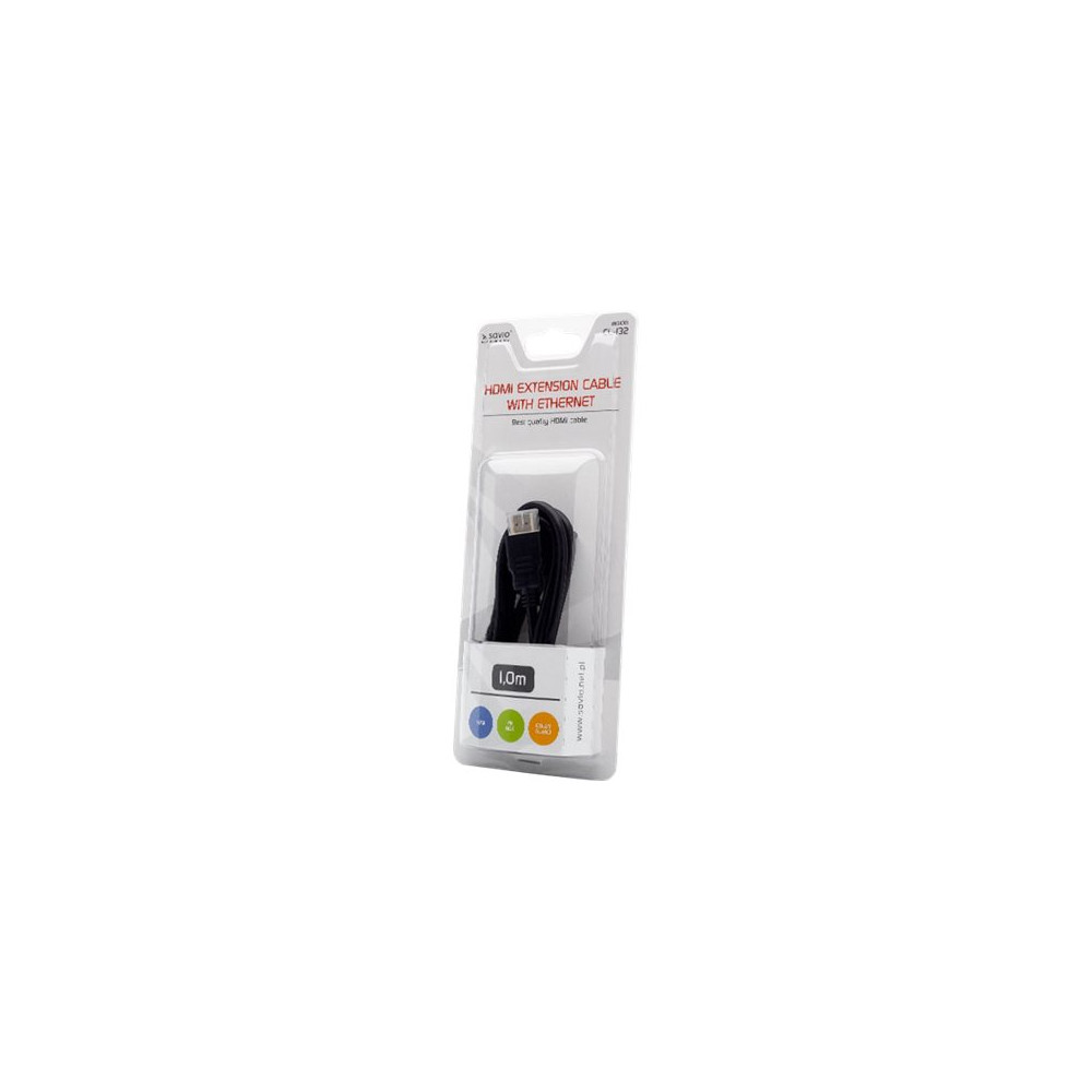 Produktbild för SAVIO CL-132 - HDMI-förlängningskabel med Ethernet - 1 m