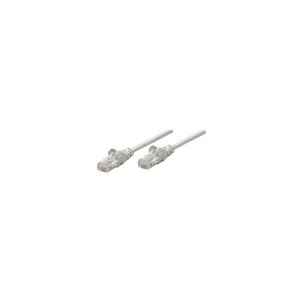 Produktbild för Intellinet Network Patch Cable, Cat5e, 2m, Grey, CCA, U/UTP, PVC, RJ45, Gold Plated Contacts, Snagless, Booted, Lifetime Warranty, Polybag - patch-kabel - 2 m - grå