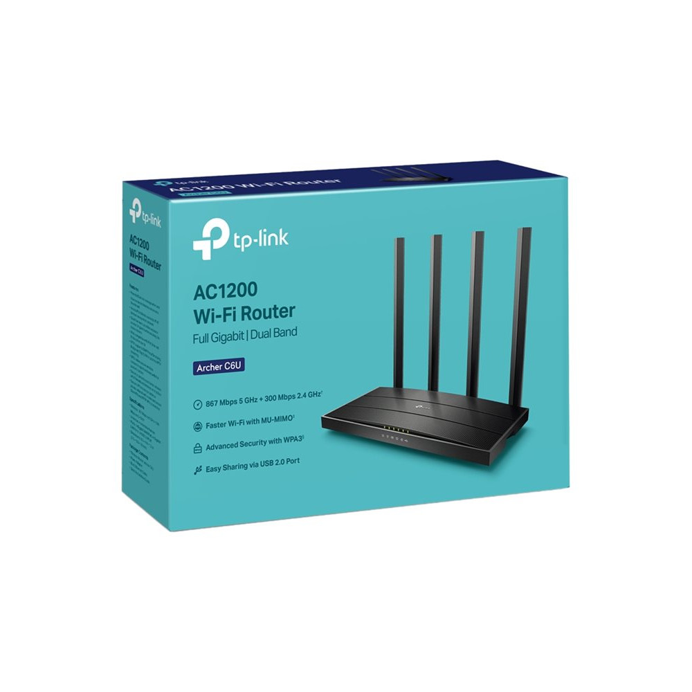 Produktbild för TP-Link Archer C6U - V1 - trådlös router - Wi-Fi 5 - skrivbordsmodell
