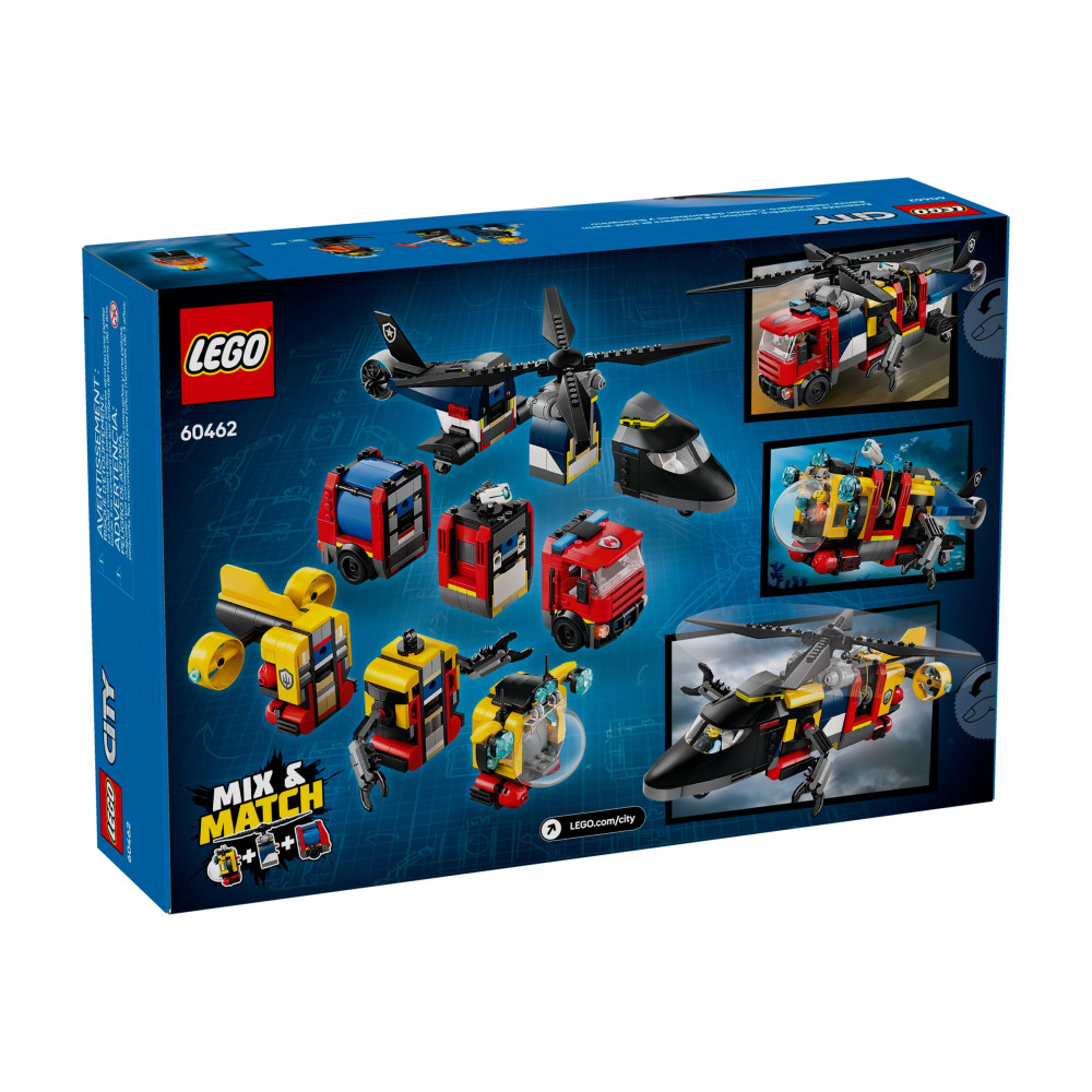 Produktbild för LEGO City 60462 - Helikopter, brandbil & ubåt remix - byggsats