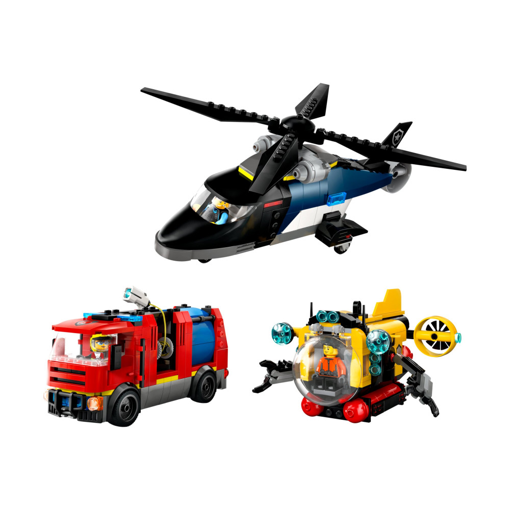 Produktbild för LEGO City 60462 - Helikopter, brandbil & ubåt remix - byggsats