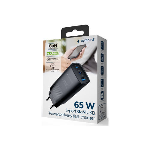 Gembird Gembird strömadapter - USB, USB-C - 65 watt