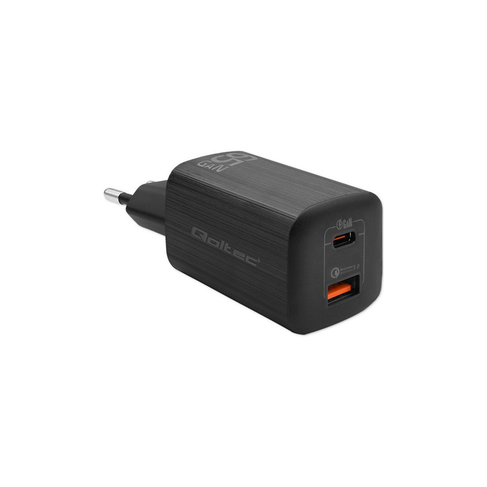 Produktbild för Qoltec GaN ULTRA strömadapter - 5-20V, 2.25-3.25A - USB-C, USB - 65 watt