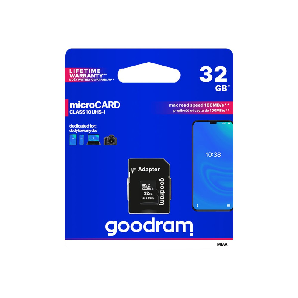 Produktbild för GOODRAM M1AA - flash-minneskort - 32 GB - microSDHC UHS-I