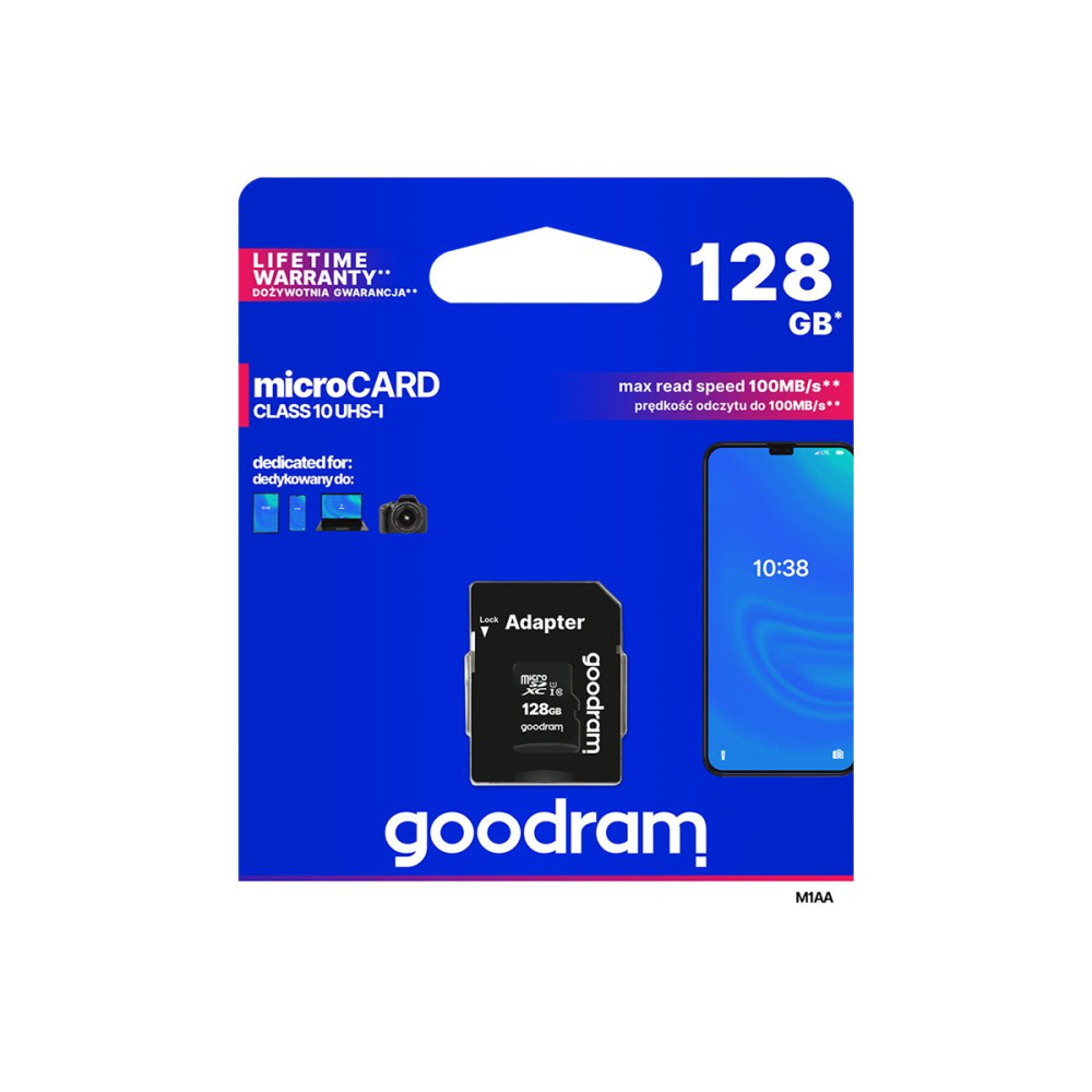 Produktbild för GOODRAM M1AA - flash-minneskort - 128 GB - mikroSDXC UHS-I