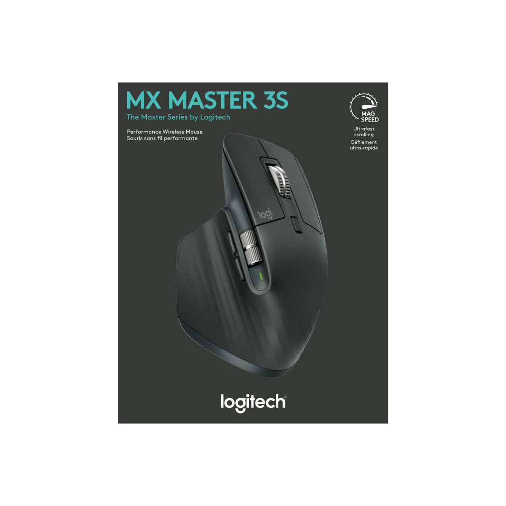 Produktbild för Logitech Master Series MX Master 3S - mus - 2.4 GHz, Bluetooth - grafit