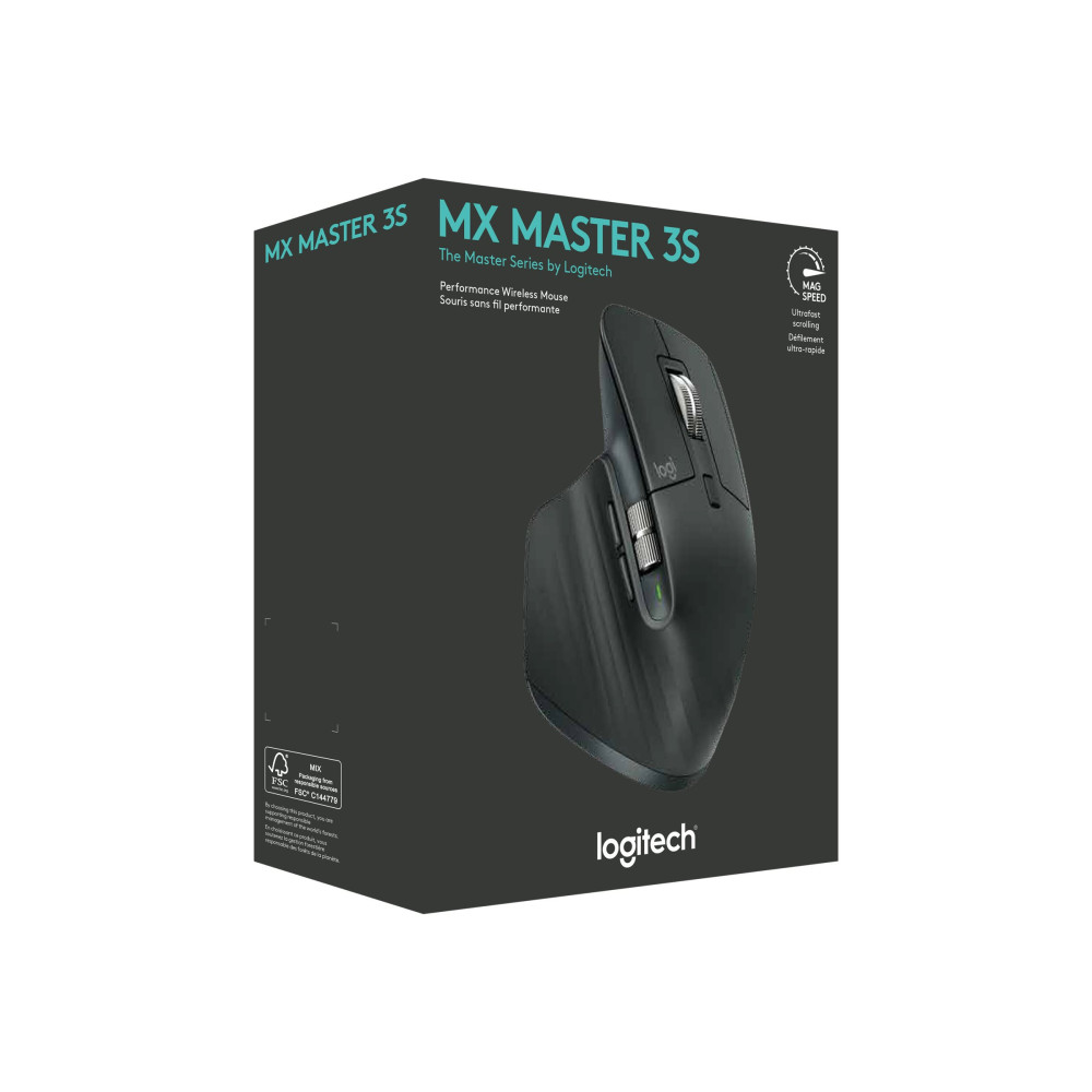 Produktbild för Logitech Master Series MX Master 3S - mus - 2.4 GHz, Bluetooth - grafit