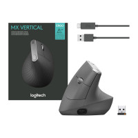 Produktbild för Logitech MX Vertical - vertikal mus - USB, Bluetooth, 2.4 GHz - grafit