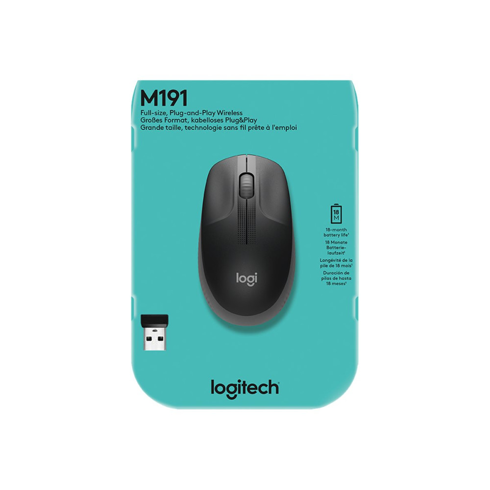 Produktbild för Logitech M190 - mus - träkol