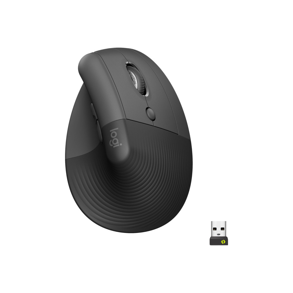 Produktbild för Logitech Lift Vertical Ergonomic Mouse - vertikal mus - Bluetooth, 2.4 GHz - grafit