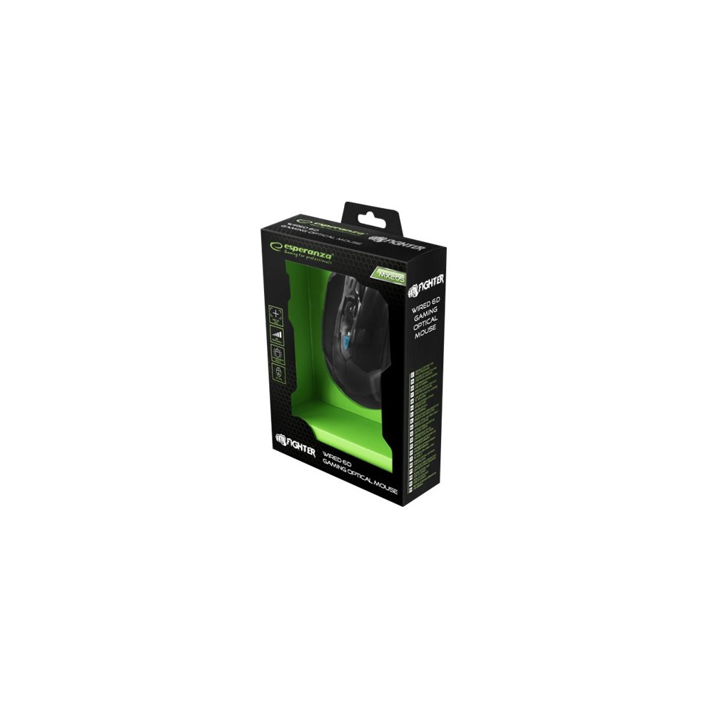 Produktbild för Esperanza MX205 FIGHTER - mus - USB - grön