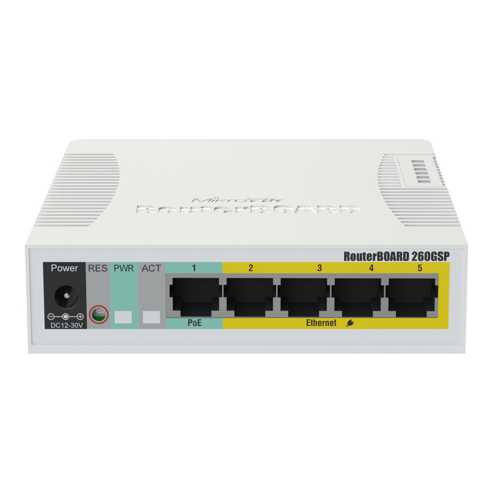 Produktbild för MikroTik RouterBOARD RB260GSP - switch - 6 portar - Administrerad