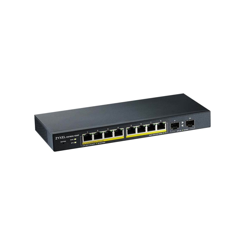 Produktbild för Zyxel GS1900-10HP - switch - 8 portar - smart