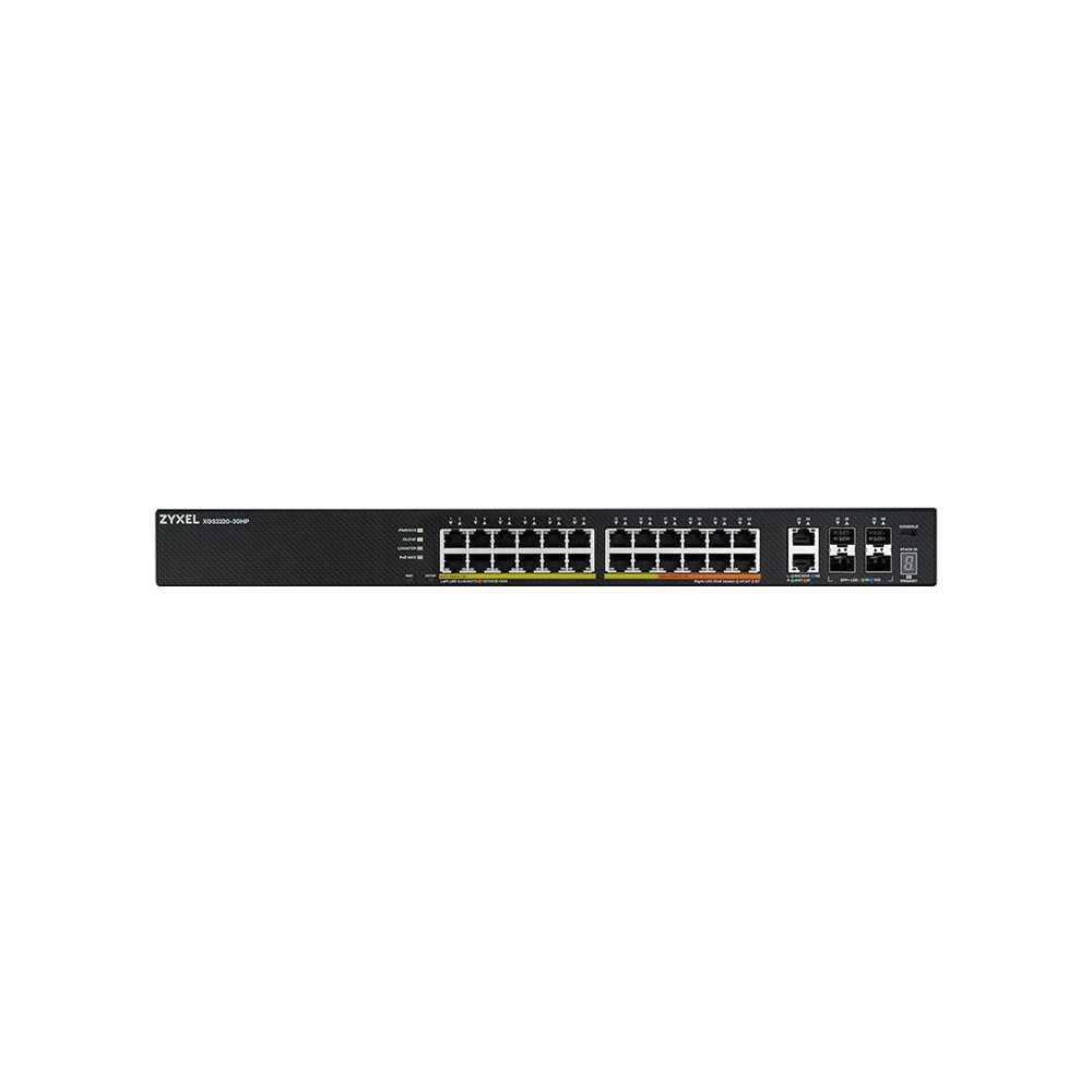 Produktbild för Zyxel XGS2220 Series XGS2220-30HP - switch - 24-portars GbE L3-åtkomst, NebulaFLEX Cloud med 6 10G uplink - 30 portar - Administrerad - rackmonterbar