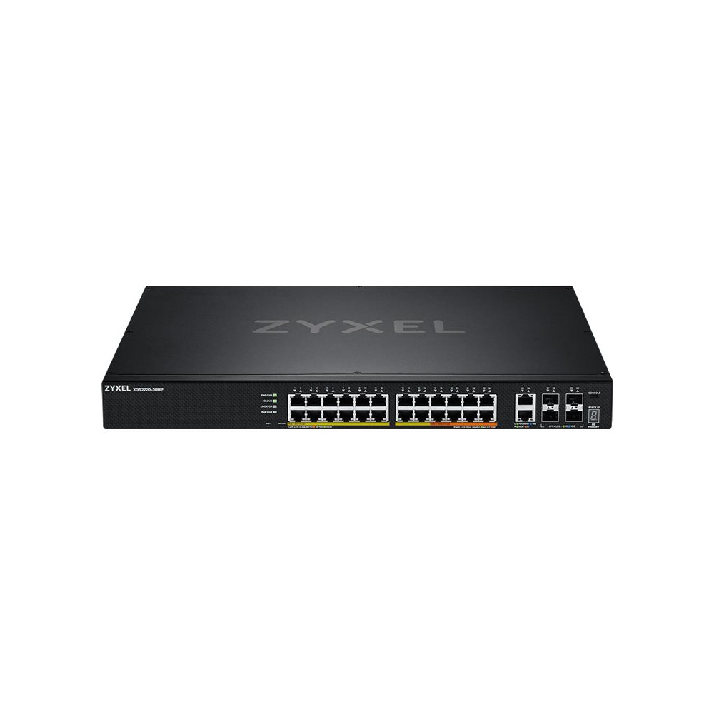 Produktbild för Zyxel XGS2220 Series XGS2220-30HP - switch - 24-portars GbE L3-åtkomst, NebulaFLEX Cloud med 6 10G uplink - 30 portar - Administrerad - rackmonterbar