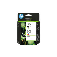 Produktbild för HP 302 - 2-pack - svart, färg (cyan, magenta, gul) - original - bläckpatron