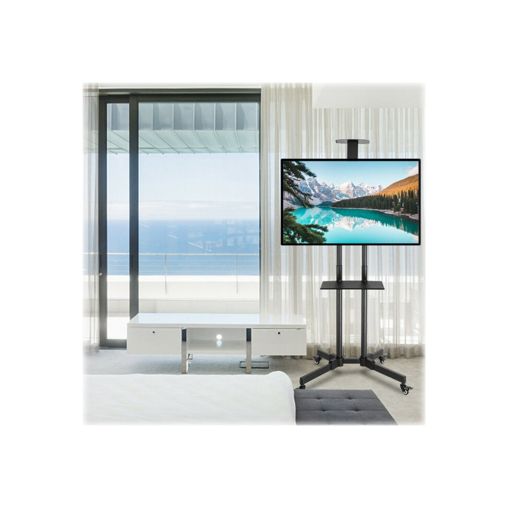 Produktbild för TECHly Floor Trolley with Shelf vagn - för LCD skärm/AV-system - svart