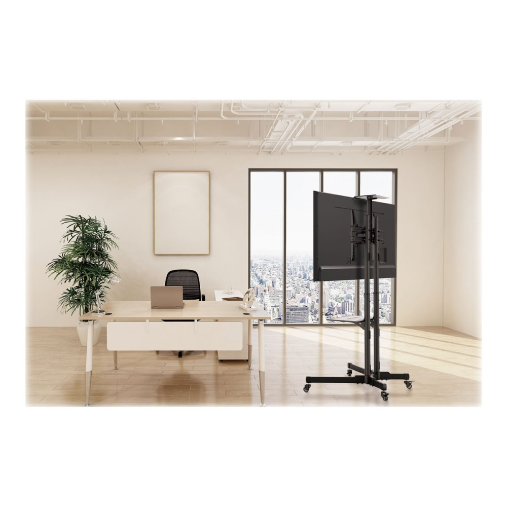 Produktbild för TECHly Floor Trolley with Shelf vagn - för LCD skärm/AV-system - svart