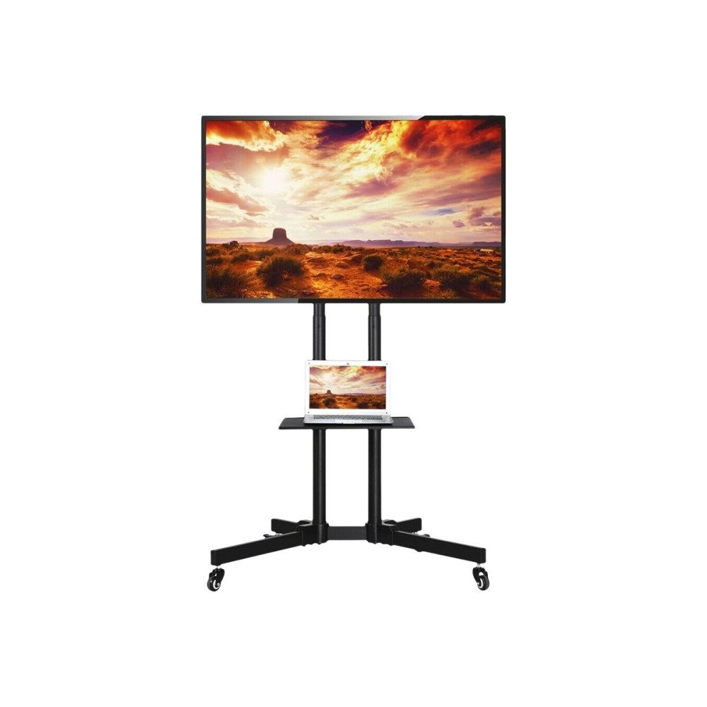 Produktbild för TECHly Floor Trolley with Shelf vagn - för LCD skärm/AV-system - svart