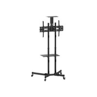 Produktbild för TECHly Floor Trolley with Shelf vagn - för LCD skärm/AV-system - svart
