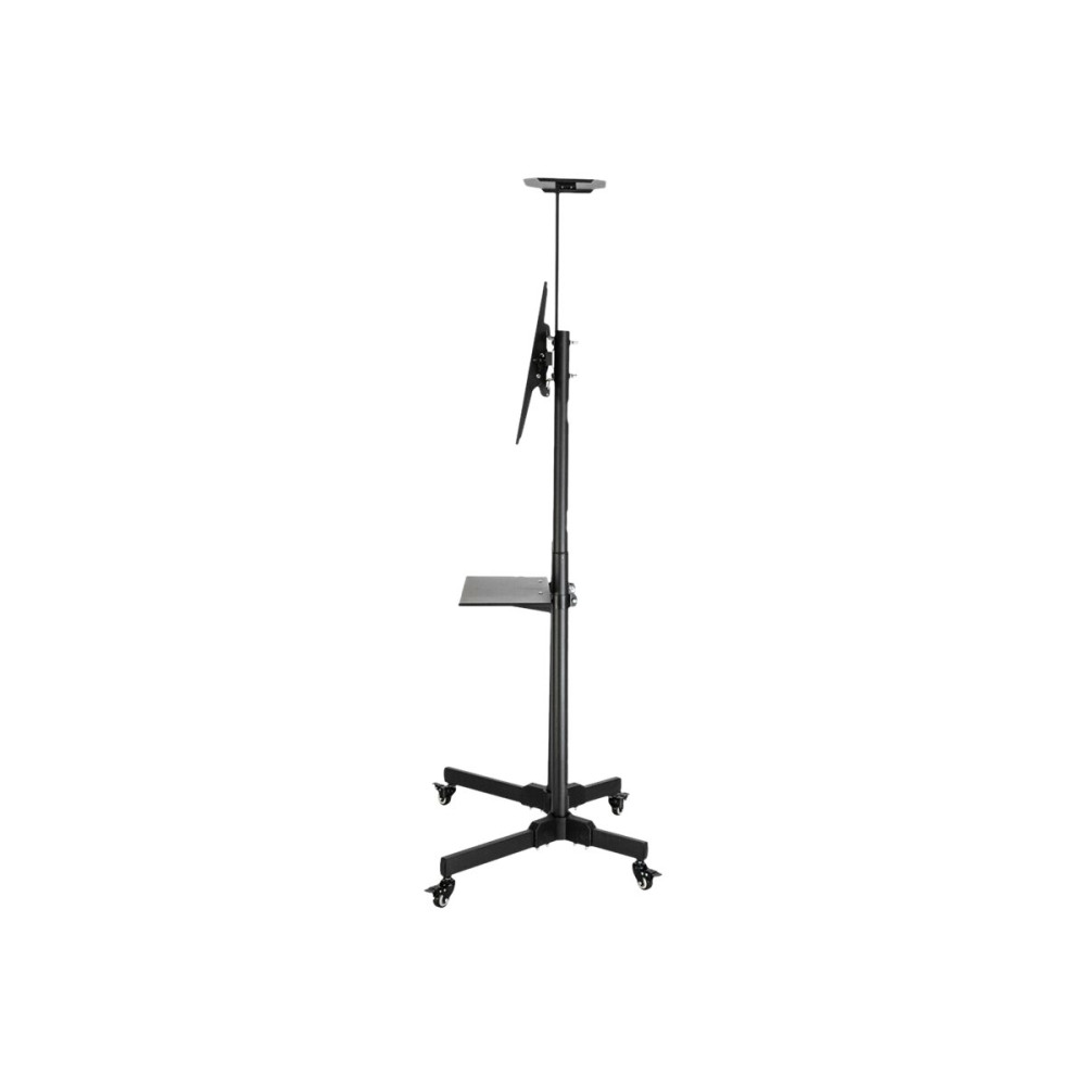 Produktbild för TECHly Floor Trolley with Shelf vagn - för LCD skärm/AV-system - svart