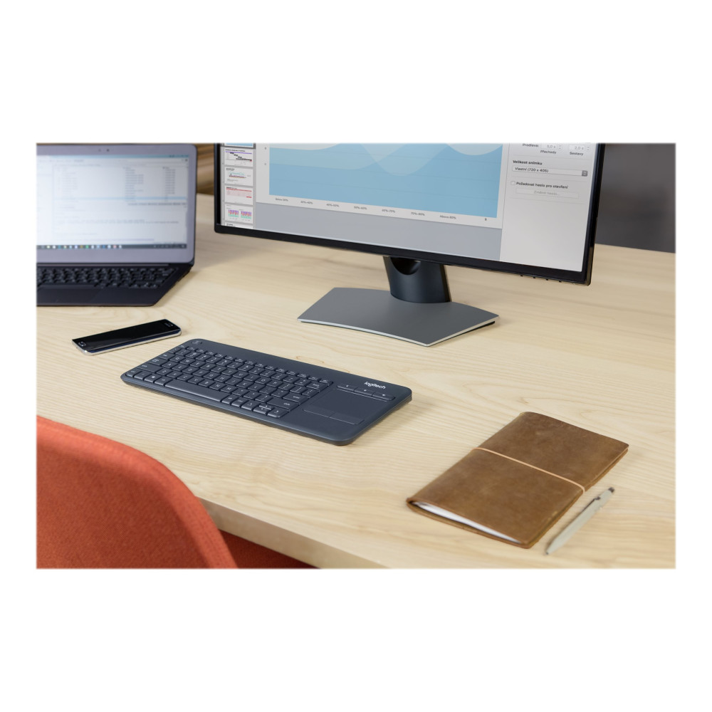 Produktbild för Logitech Wireless Touch Keyboard K400 Plus - tangentbord - QWERTY - USA, internationellt - svart Inmatningsenhet