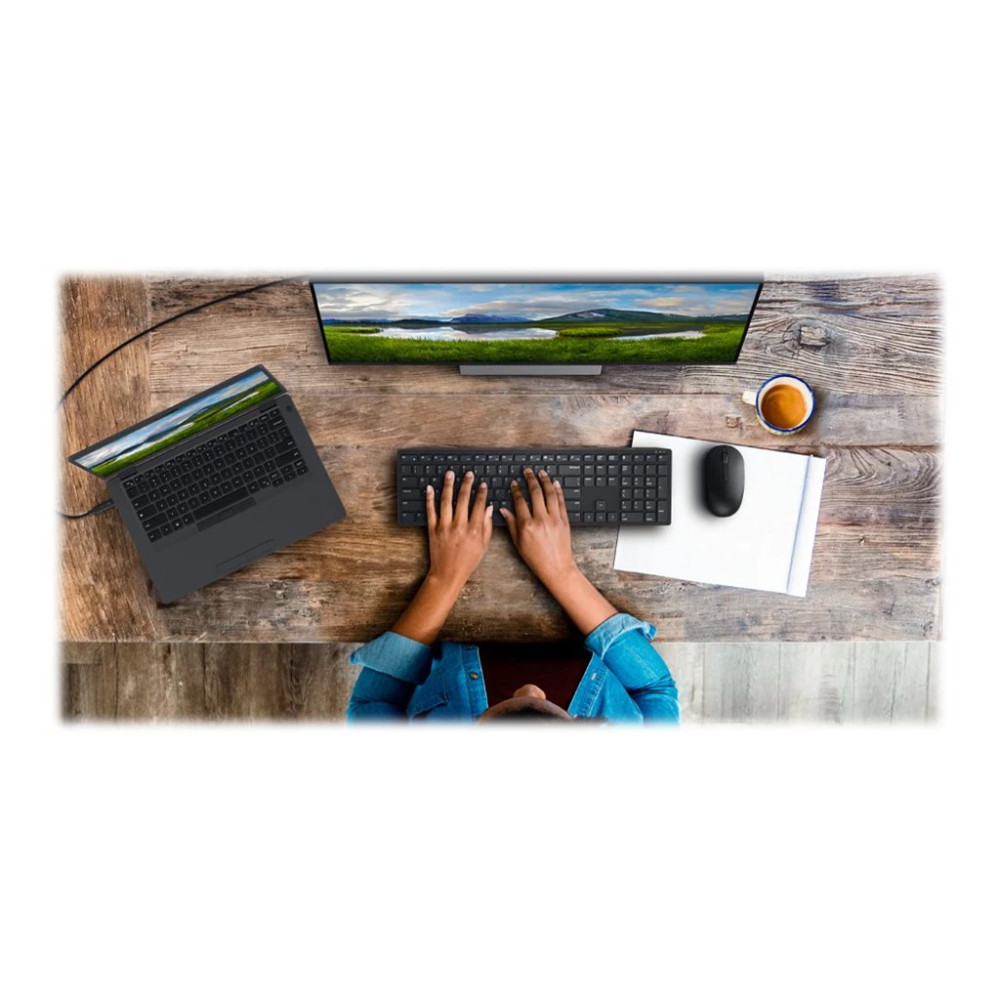Produktbild för Dell Pro Keyboard and Mouse KM5221W - sats med tangentbord och mus - QWERTY - USA, internationellt - svart Inmatningsenhet