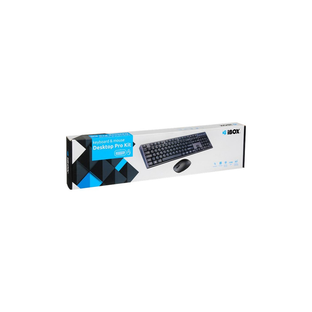 Produktbild för iBOX Desktop Kit Pro - sats med tangentbord och mus - QWERTY - svart Inmatningsenhet