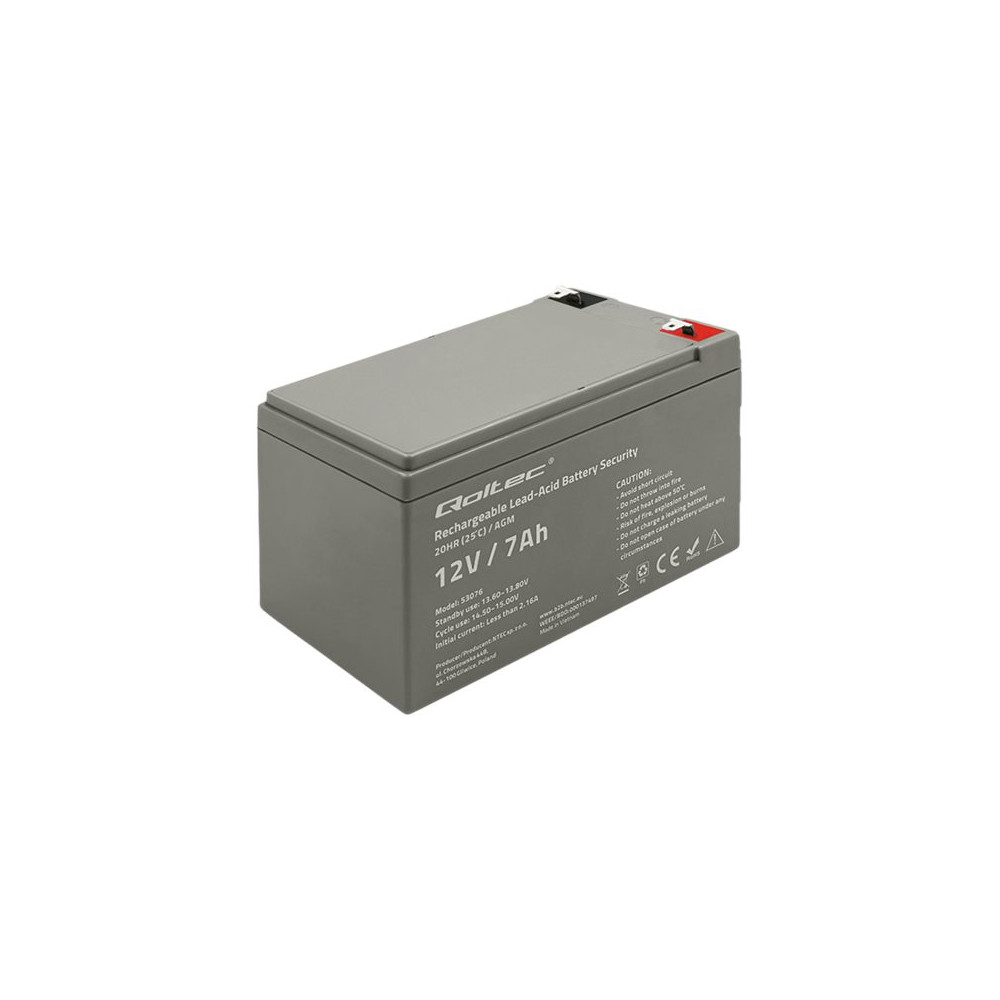 Produktbild för Qoltec - UPS-batteri - AGM-batteri, max. 105A, säkerhet - Bly-syra - 7 Ah