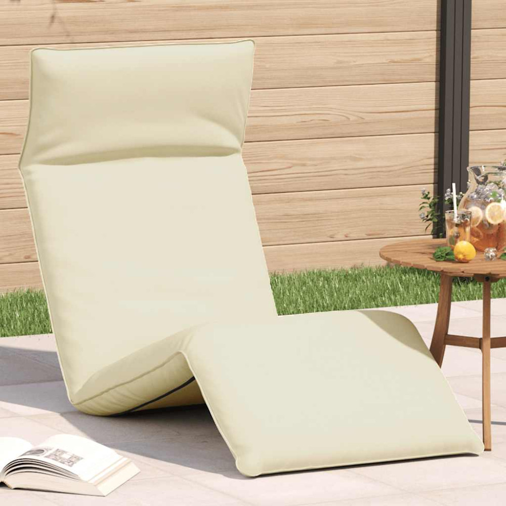 Produktbild för Hopfällbar solstol gräddvit 175x54x8,5 cm oxfordtyg