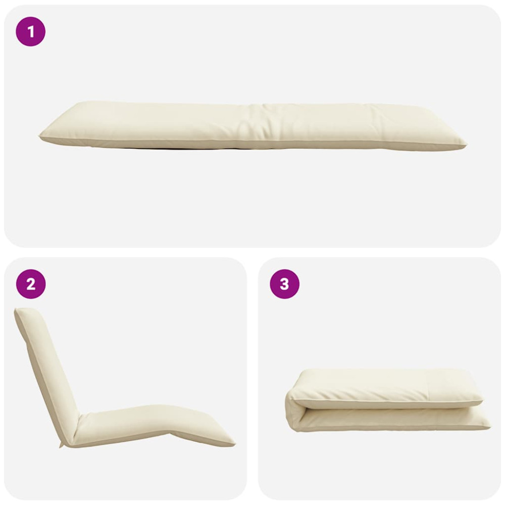Produktbild för Hopfällbar solstol gräddvit 175x54x8,5 cm oxfordtyg