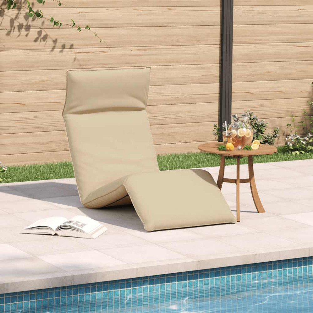 Produktbild för Hopfällbar solstol beige 175x54x8,5 cm oxfordtyg