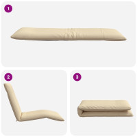 Produktbild för Hopfällbar solstol beige 175x54x8,5 cm oxfordtyg