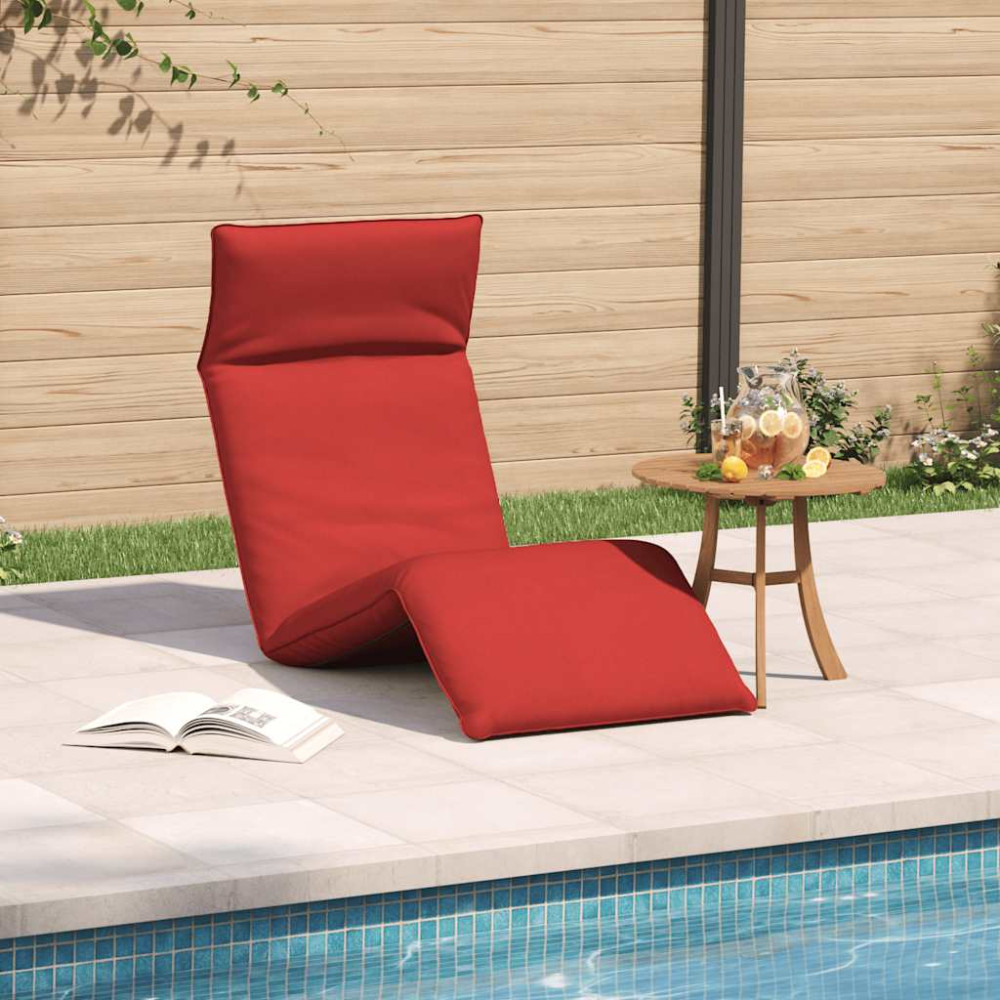 Produktbild för Hopfällbar solstol röd 175x54x8,5 cm oxfordtyg