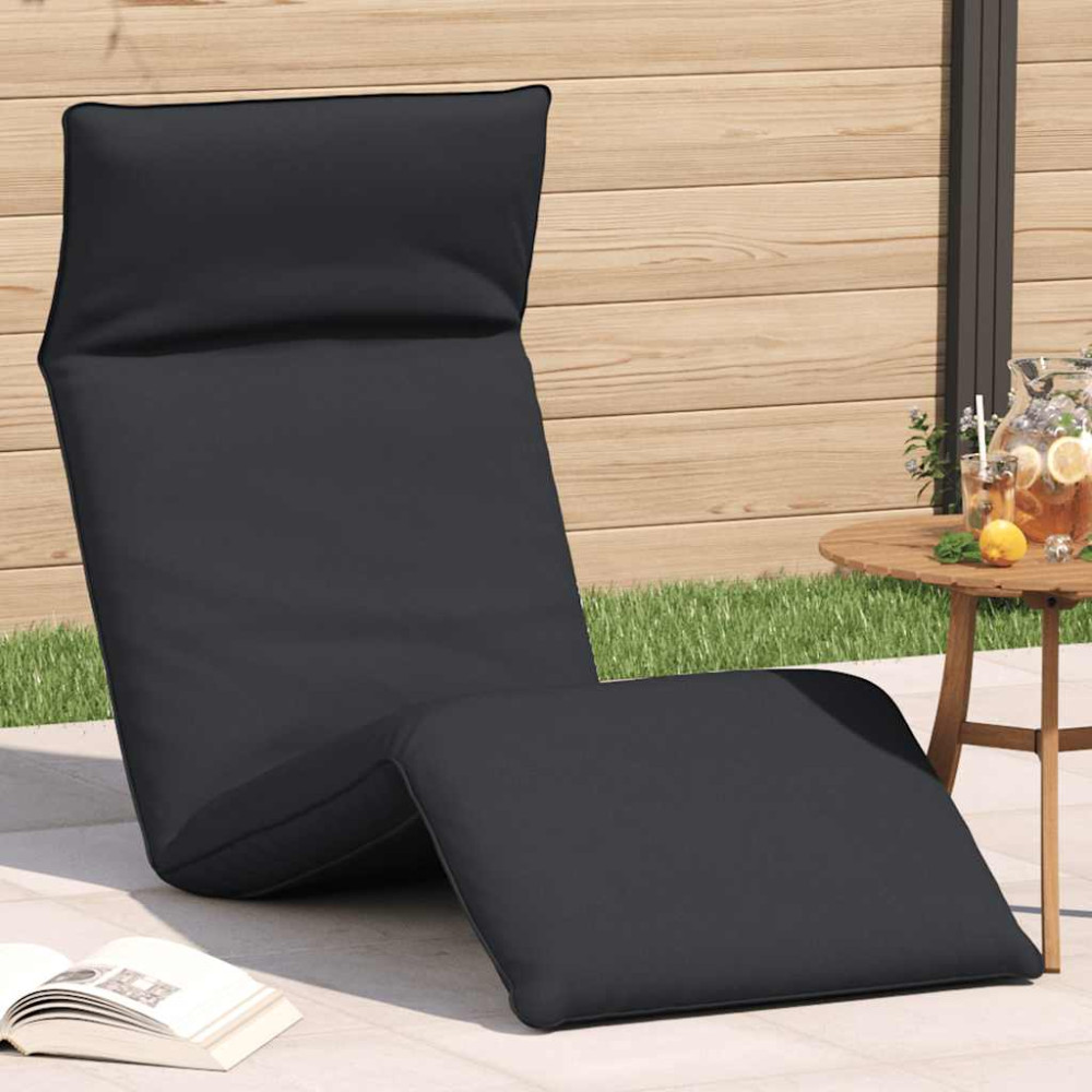 Produktbild för Hopfällbar solstol svart 175x54x8,5 cm oxfordtyg