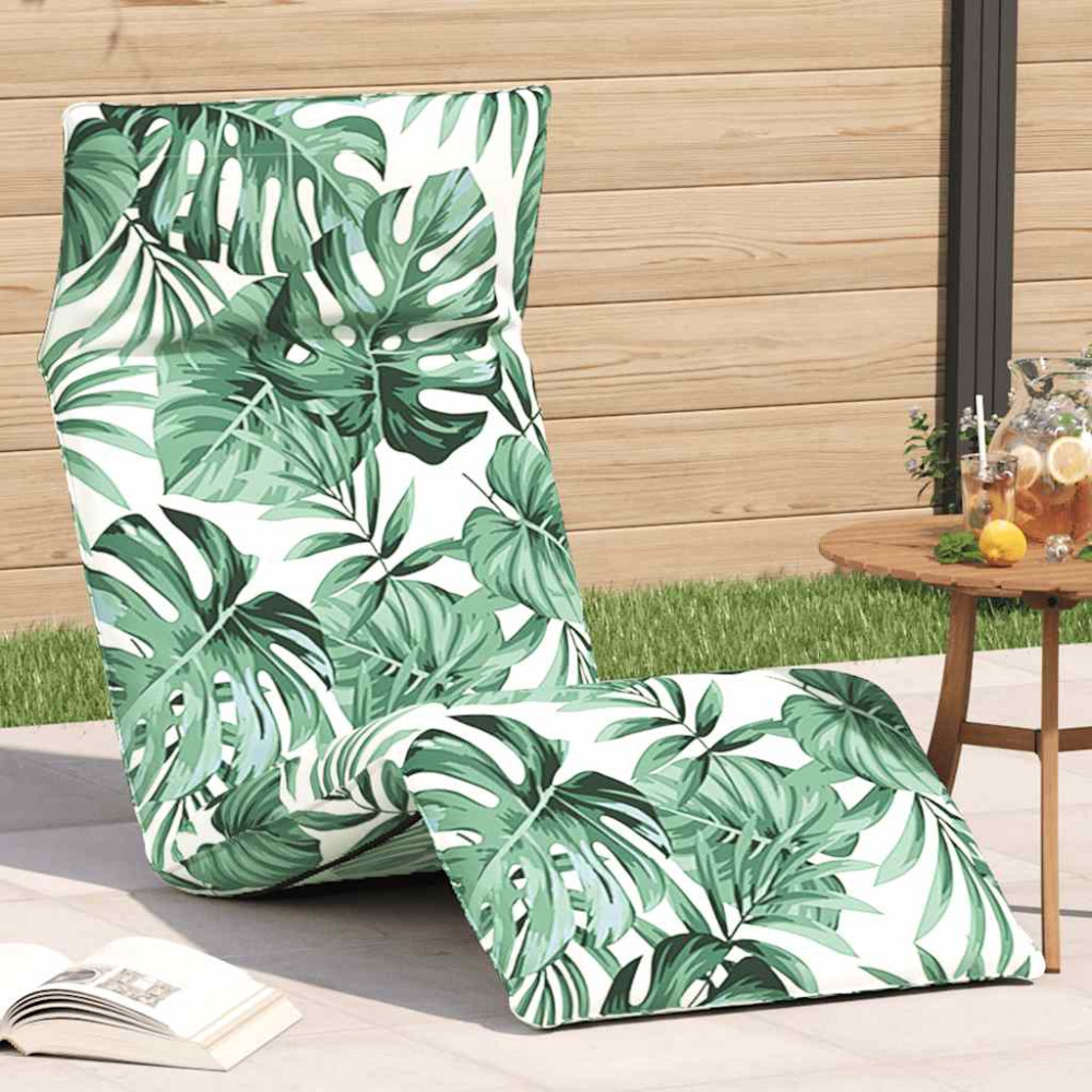 Produktbild för Hopfällbar solstol bladmönster 175x54x8,5 cm oxfordtyg