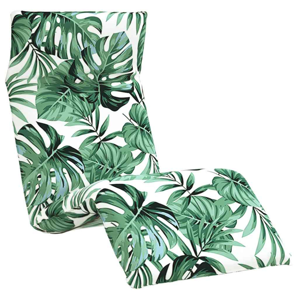 Produktbild för Hopfällbar solstol bladmönster 175x54x8,5 cm oxfordtyg