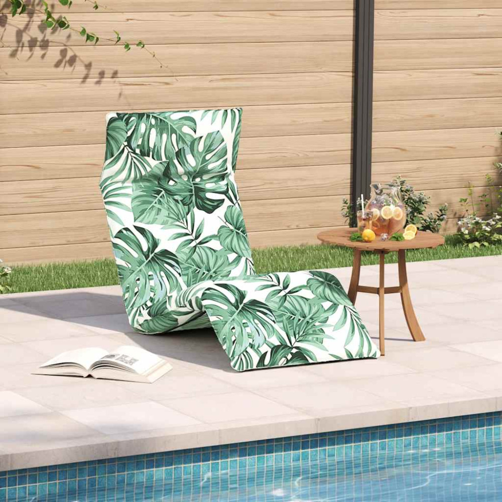 Produktbild för Hopfällbar solstol bladmönster 175x54x8,5 cm oxfordtyg