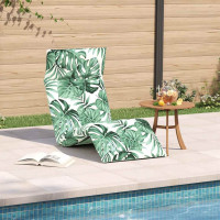Produktbild för Hopfällbar solstol bladmönster 175x54x8,5 cm oxfordtyg