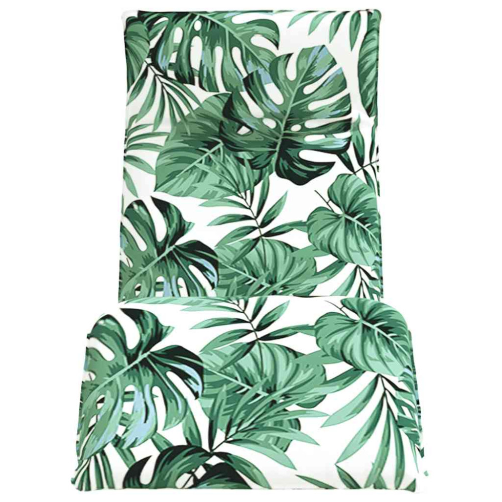 Produktbild för Hopfällbar solstol bladmönster 175x54x8,5 cm oxfordtyg