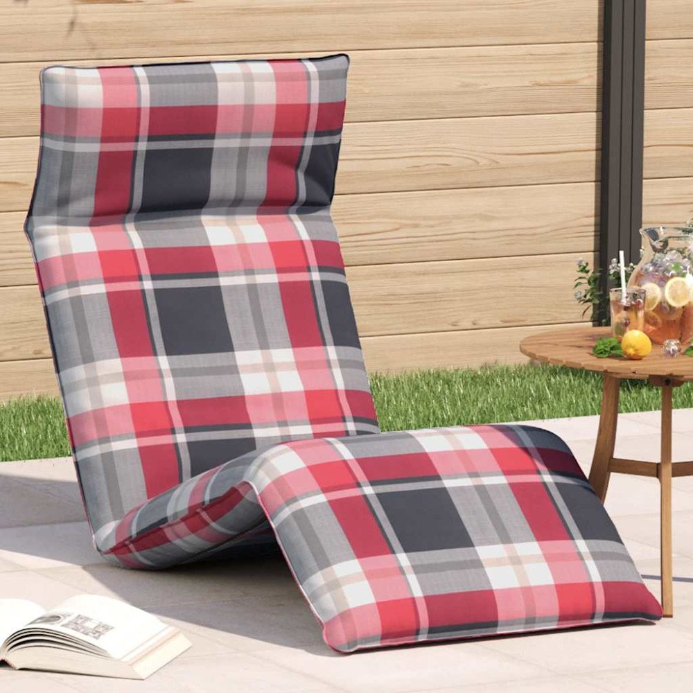 Produktbild för Hopfällbar solstol rödrutigt mönster 175x54x8,5 cm oxfordtyg