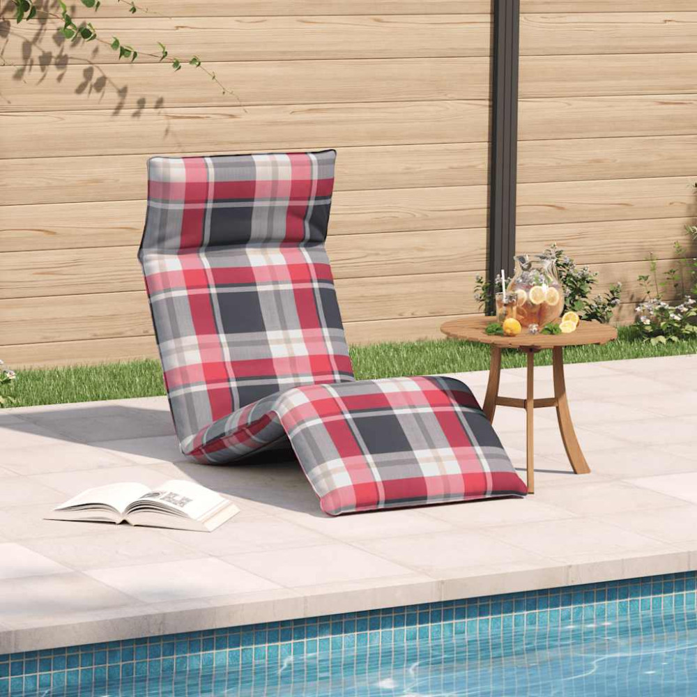 Produktbild för Hopfällbar solstol rödrutigt mönster 175x54x8,5 cm oxfordtyg