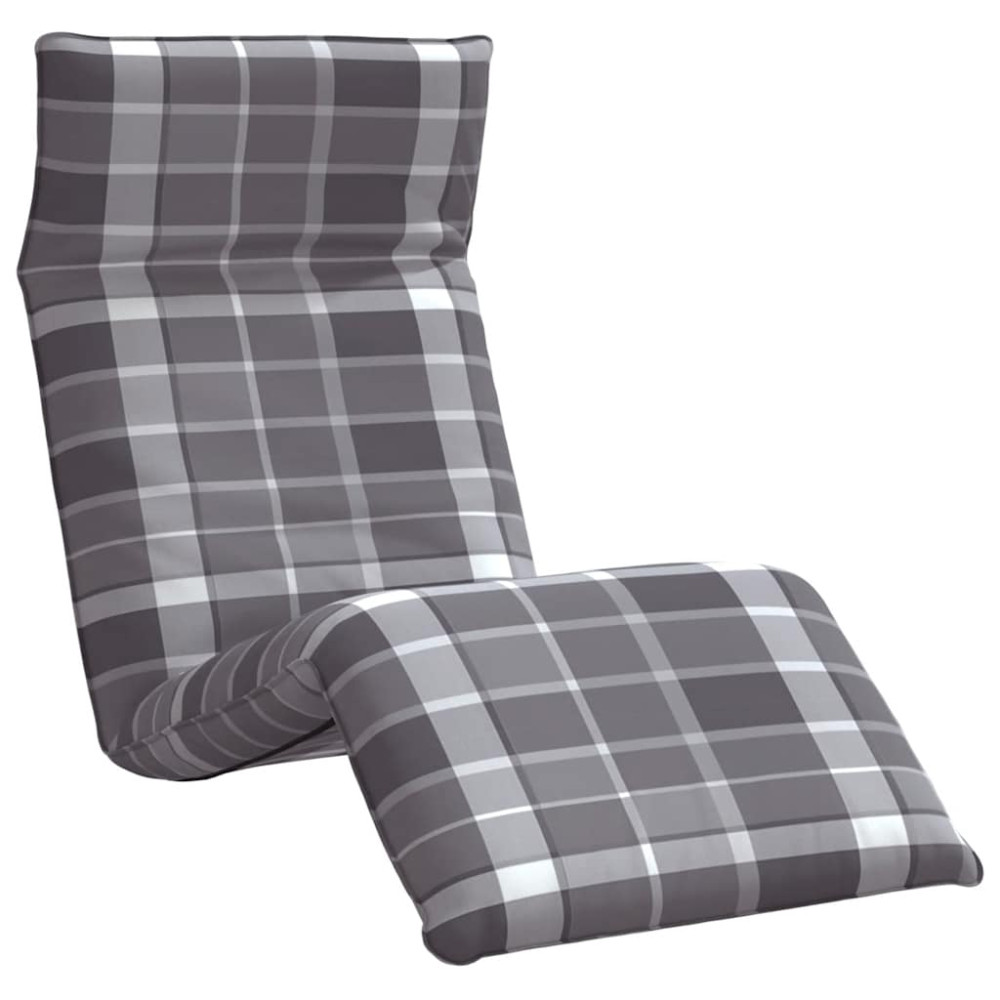 Produktbild för Hopfällbar solstol grå rutig 175x54x8,5 cm oxfordtyg