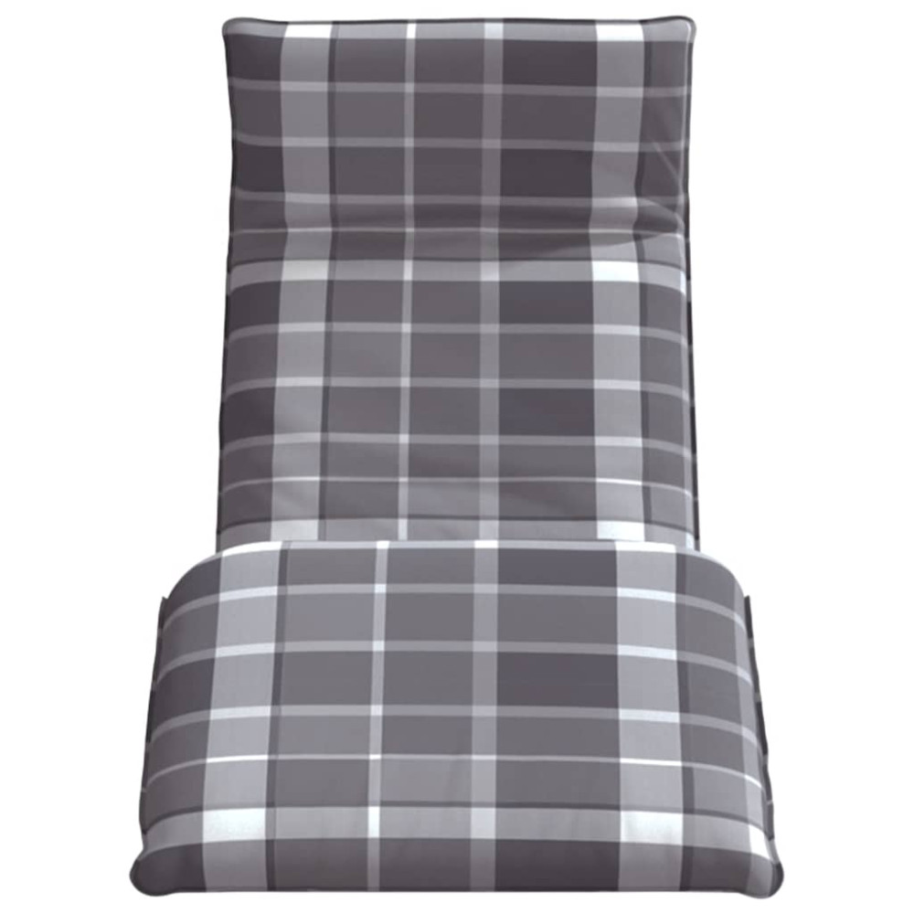 Produktbild för Hopfällbar solstol grå rutig 175x54x8,5 cm oxfordtyg