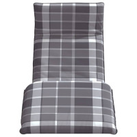 Produktbild för Hopfällbar solstol grå rutig 175x54x8,5 cm oxfordtyg